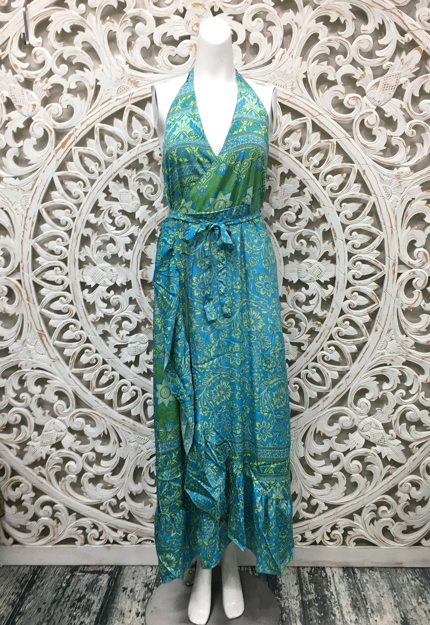 Silk Sari Long Sun Wrap Dress