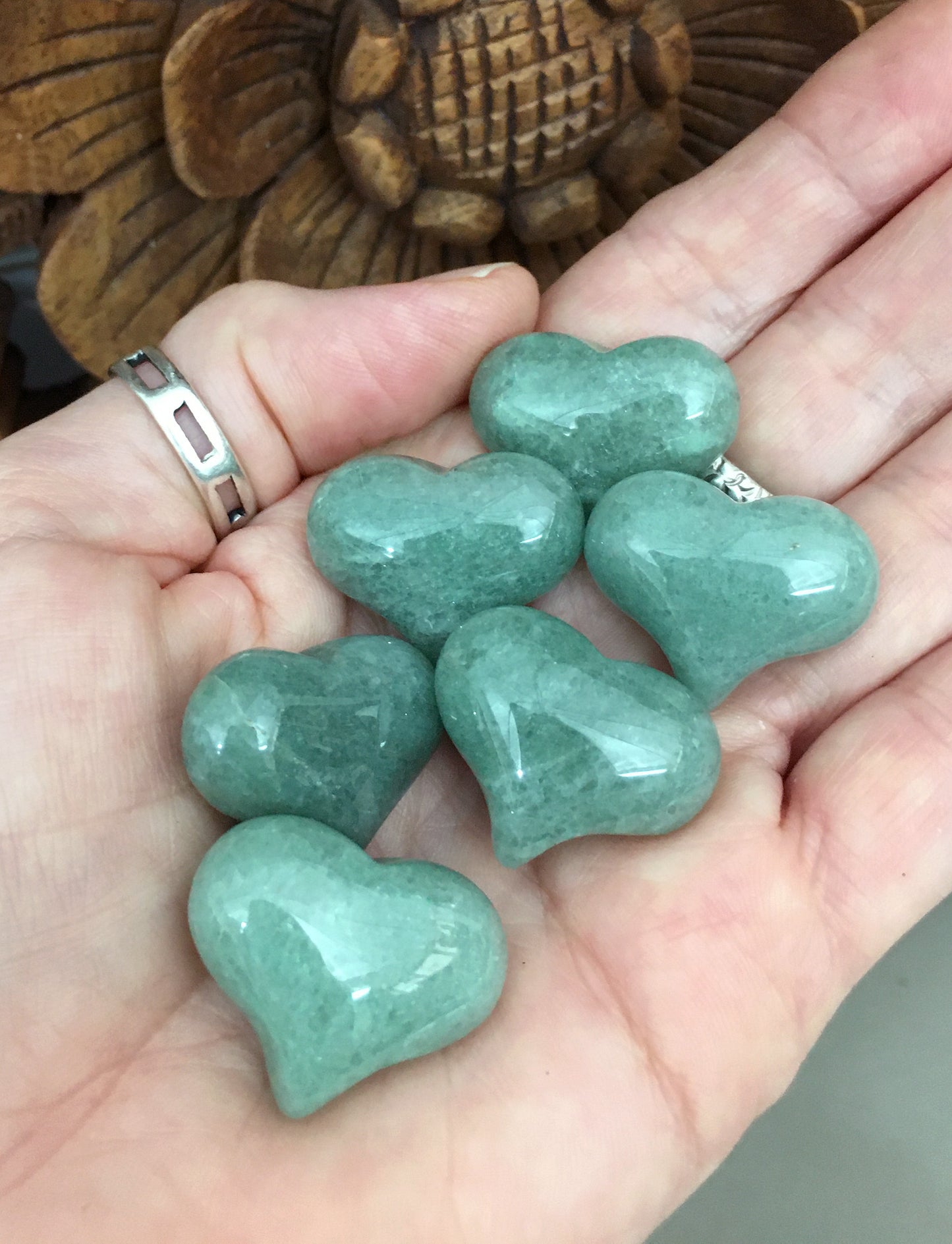 Green Aventurine Puffy Hearts