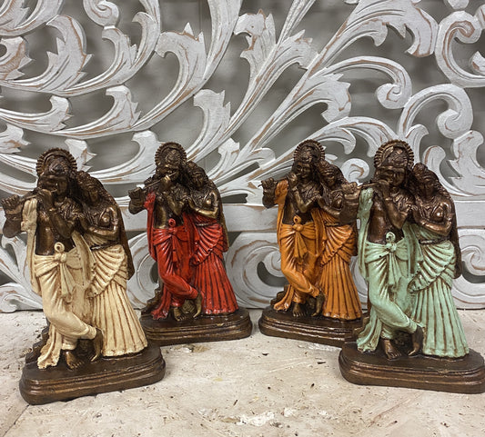 Hand Painted Resin Radha & Krishna - Available in 4 Colors