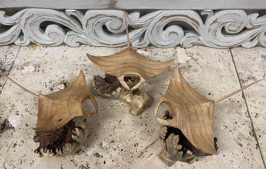 Manta Ray Parasite Wood Carving