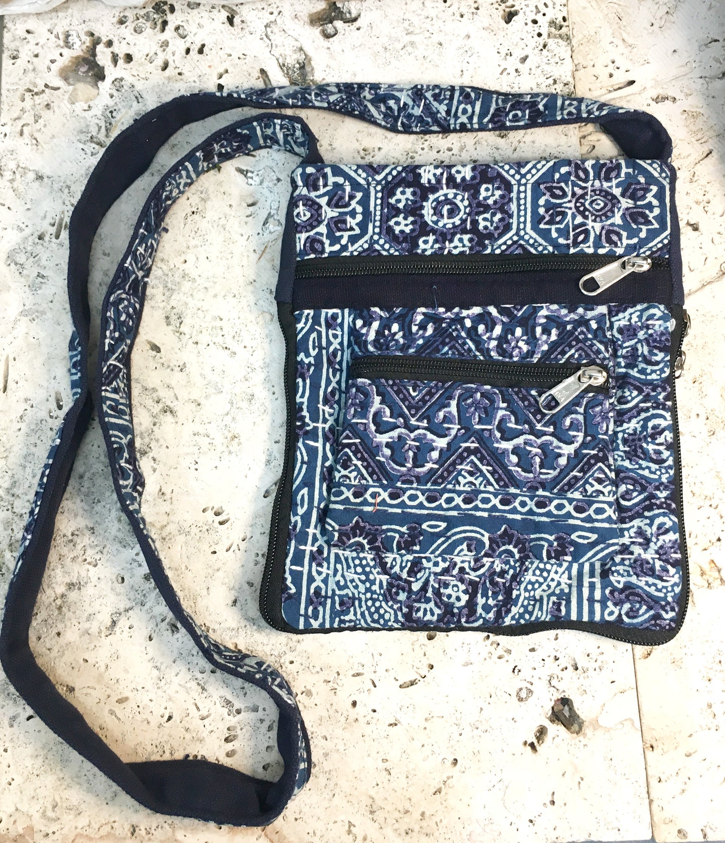 Hand Stitched Kantha Rajasthani Block print Multi Pocket Bags