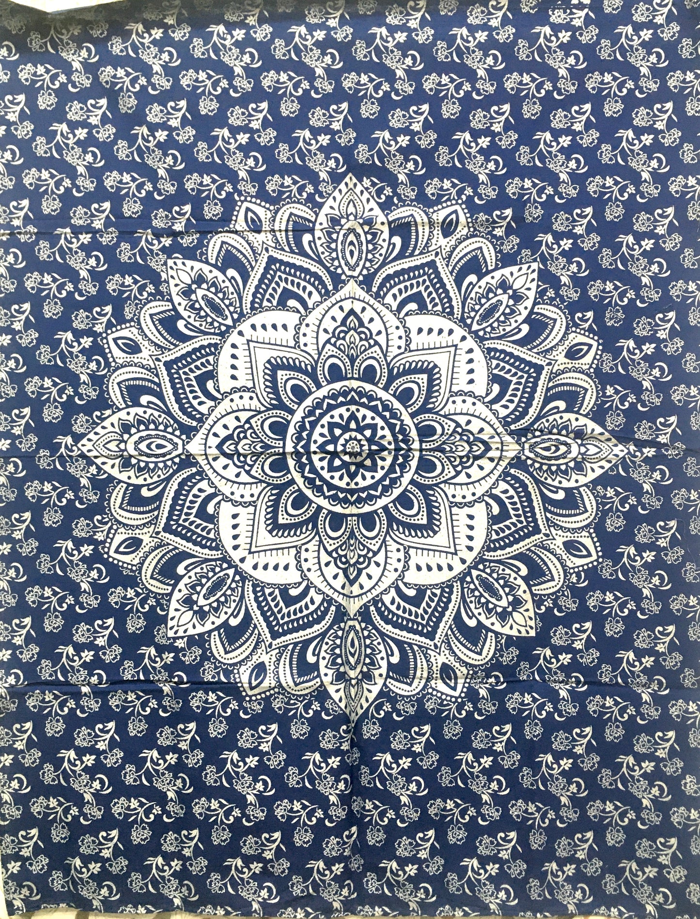 Hand printed Gold/Silver print Mini Floral Mandala Fabric Poster Tapestries - 8 Variations available