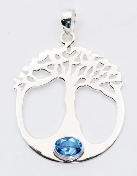 Sterling Silver Tree Of Life Pendant - Available in 9 Stones