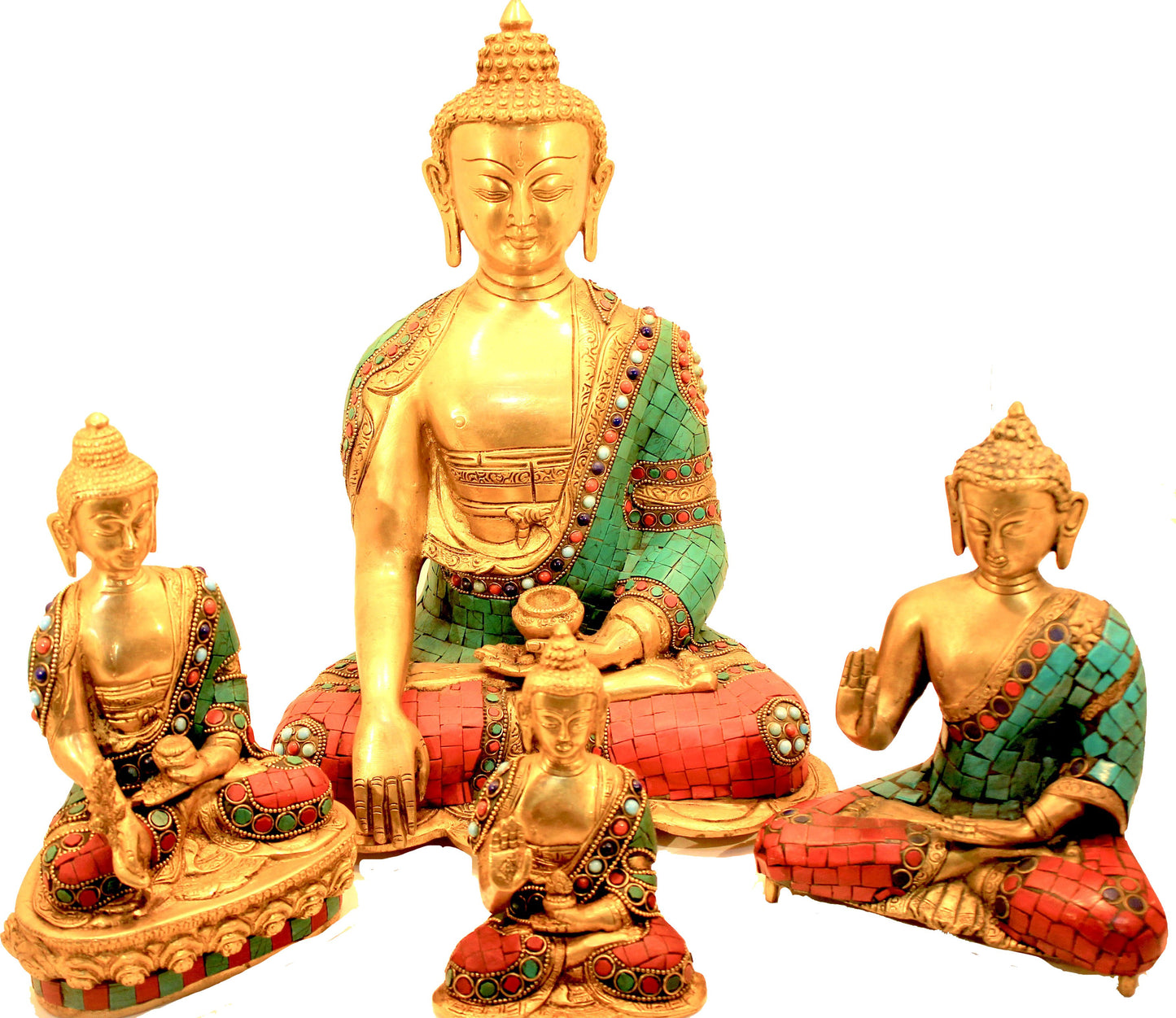 Buddha Statues w Stone Inlay