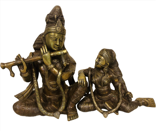 Hand Finished Brass Krishna and Radha Statue set of 2-- 37cm x 27cm