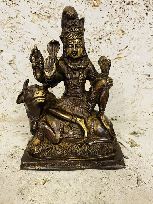 Hand Finished Brass Shiva Statue - God of Creation & Destruction 20cm x 13cm