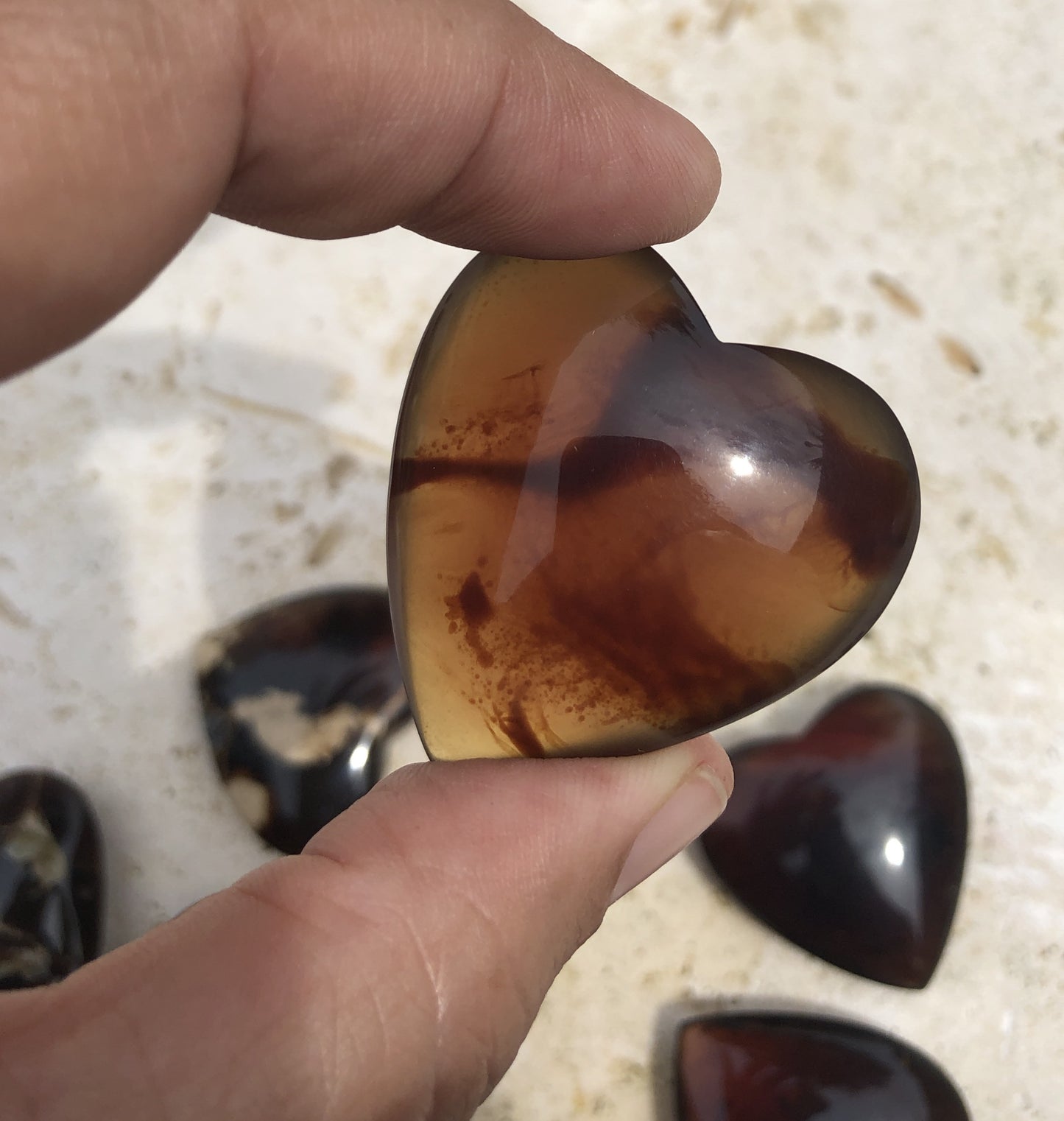 Blue Amber Hearts From Sumantra, Indonesia