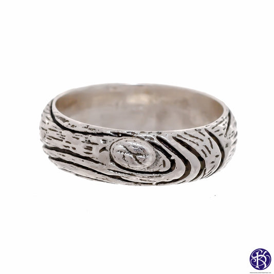 Sterling Silver Wood Grain Design Rings (925)