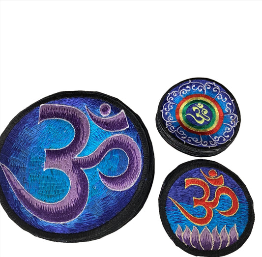 Handmade Blues Om Mandala Embroidered Patches