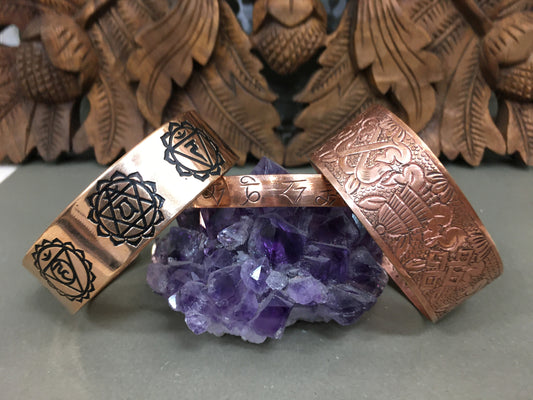 Sacred Symbol Copper Cuff Bracelets