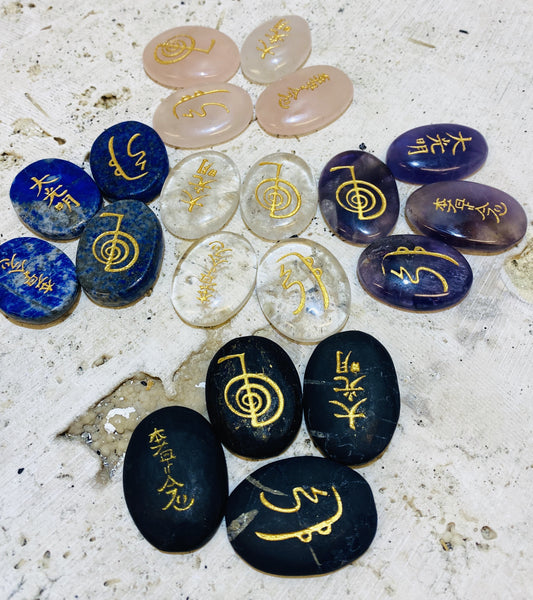 Set of 4 Hand Engraved Reiki Symbol Stone for body workers - Available in 5 stones