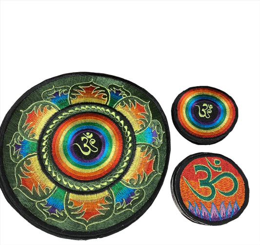 Handmade Om Mandala Embroidered Patches