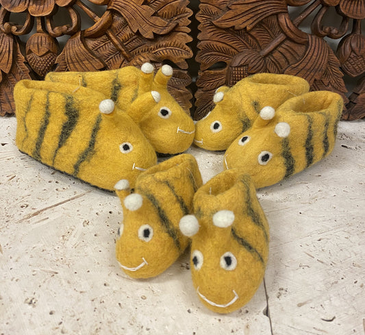 Hand felted Wool Bumble Bee Childrens Slippers Shoes - Supports Women in Nepal