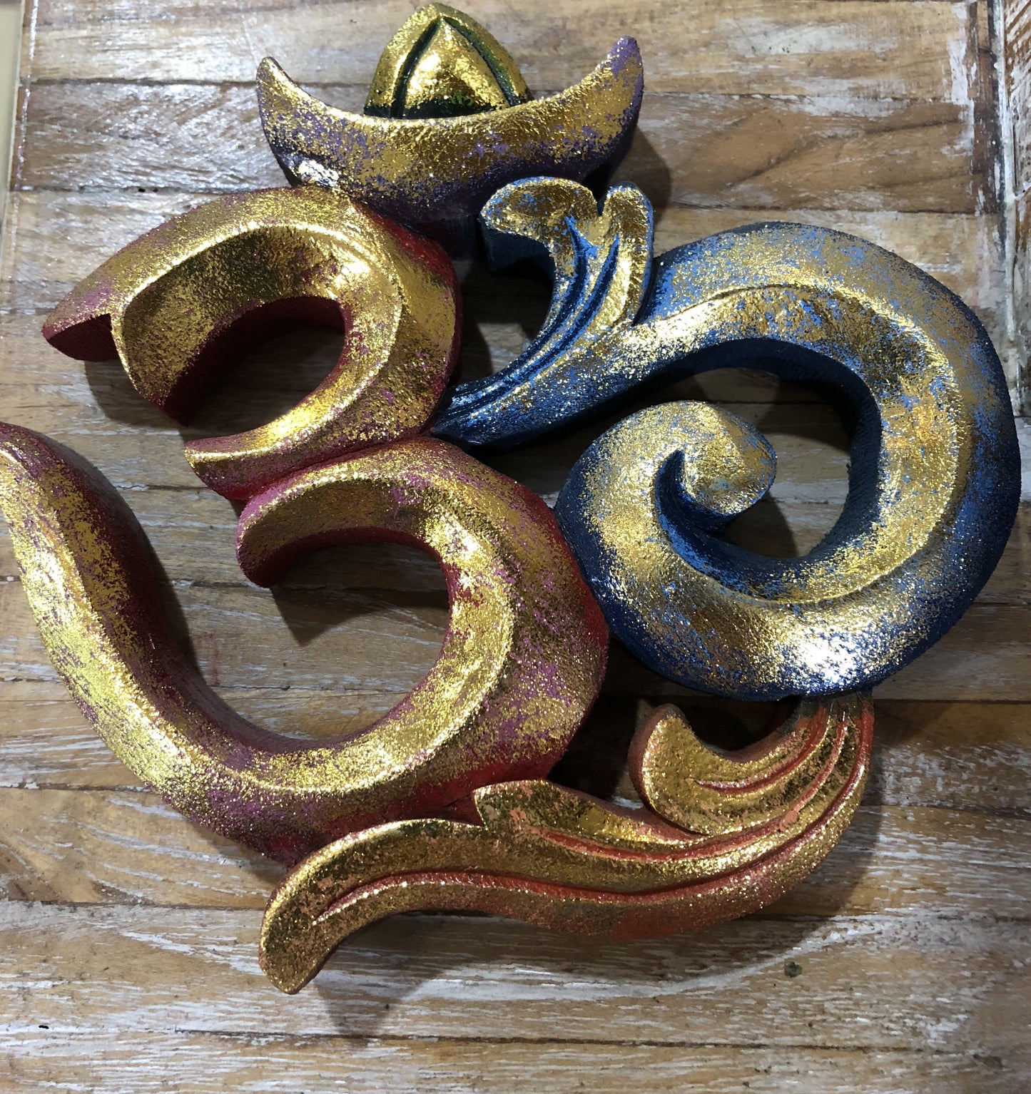 Hand Carved and Painted Gold Leafing Om from Bali