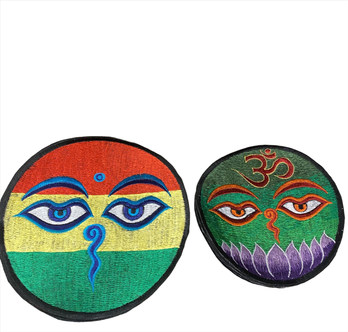 Handmade Embroidered Eyes of Buddha Rainbow Patches