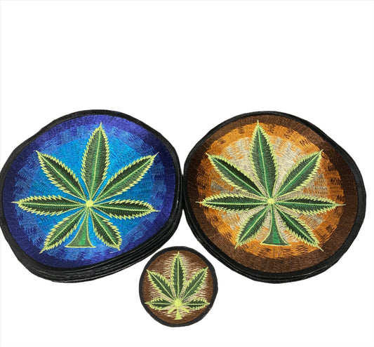 Handmade Embroidered Cannabis Leaf Patches