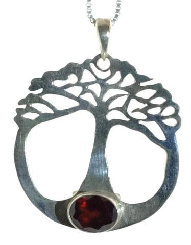 Sterling Silver Tree Of Life Pendant - Available in 9 Stones
