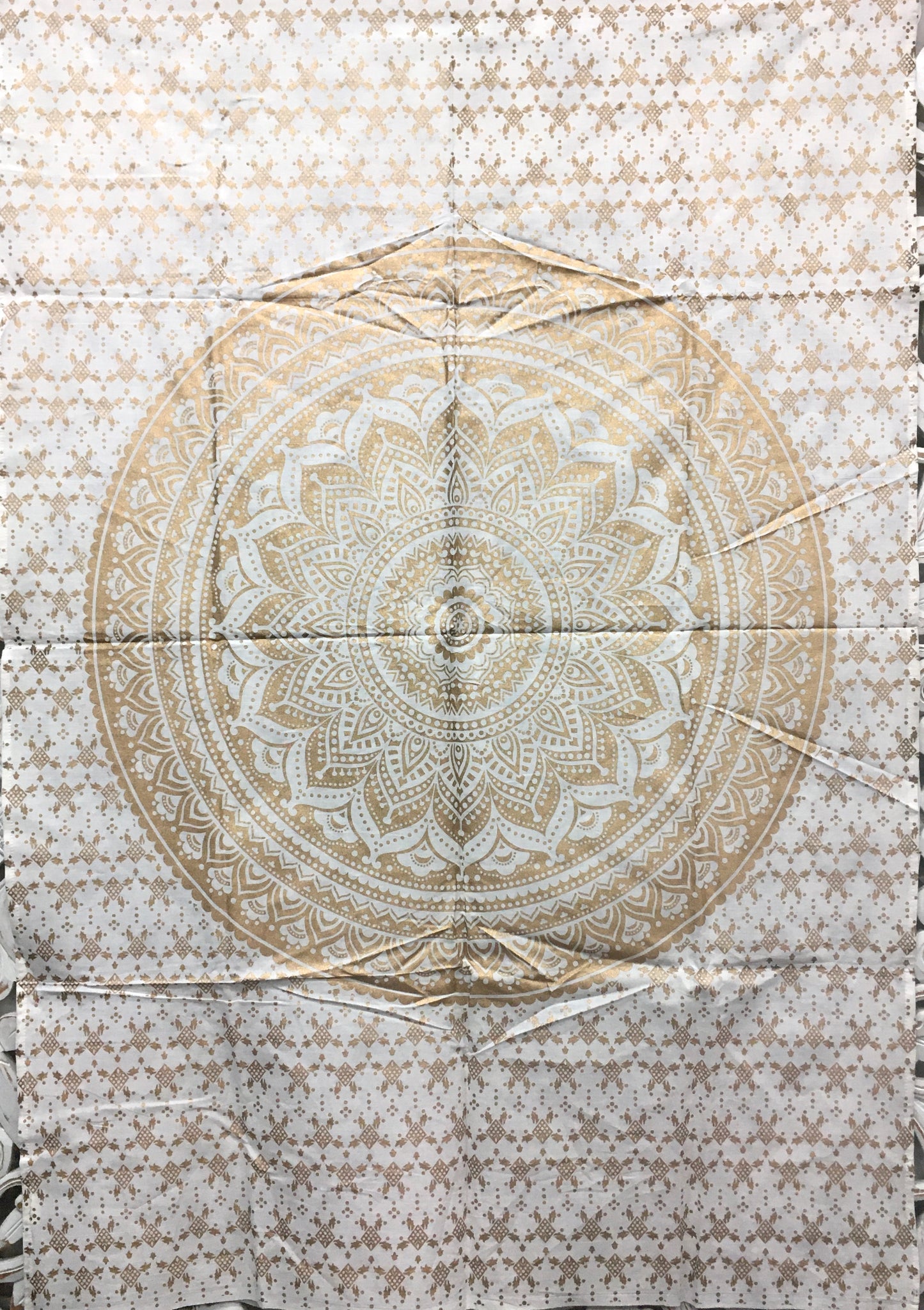 Hand printed Gold/Silver print Mini Lotus Mandala Fabric Poster Tapestries - 8 Variations available
