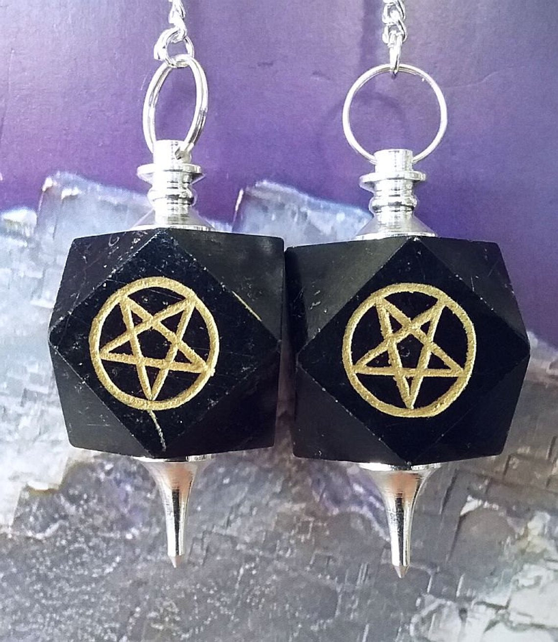 Engraved Pendulums Pentagram or Cho Ku Rei - Available in 5 Stones