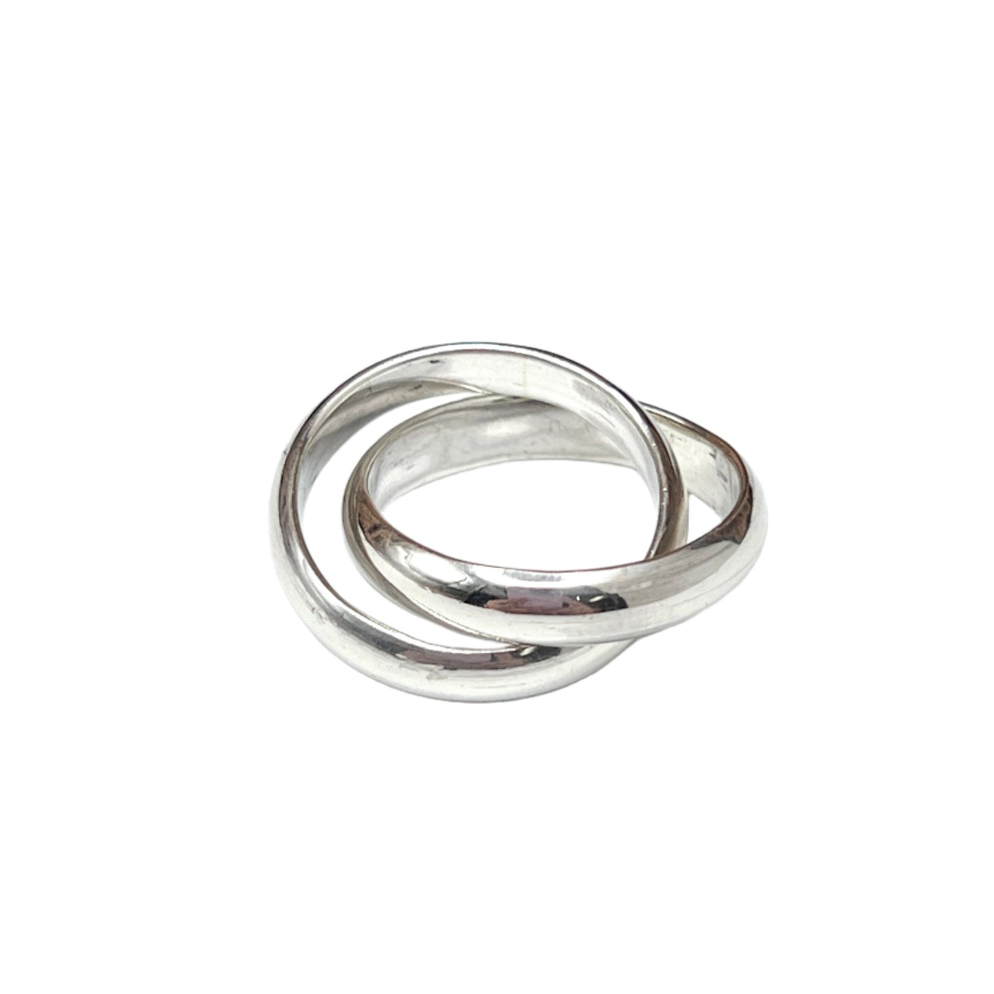 Sterling Silver Wide Two Band Roll Ring