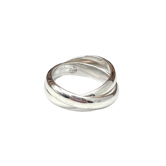 Sterling Silver Wide Two Band Roll Ring