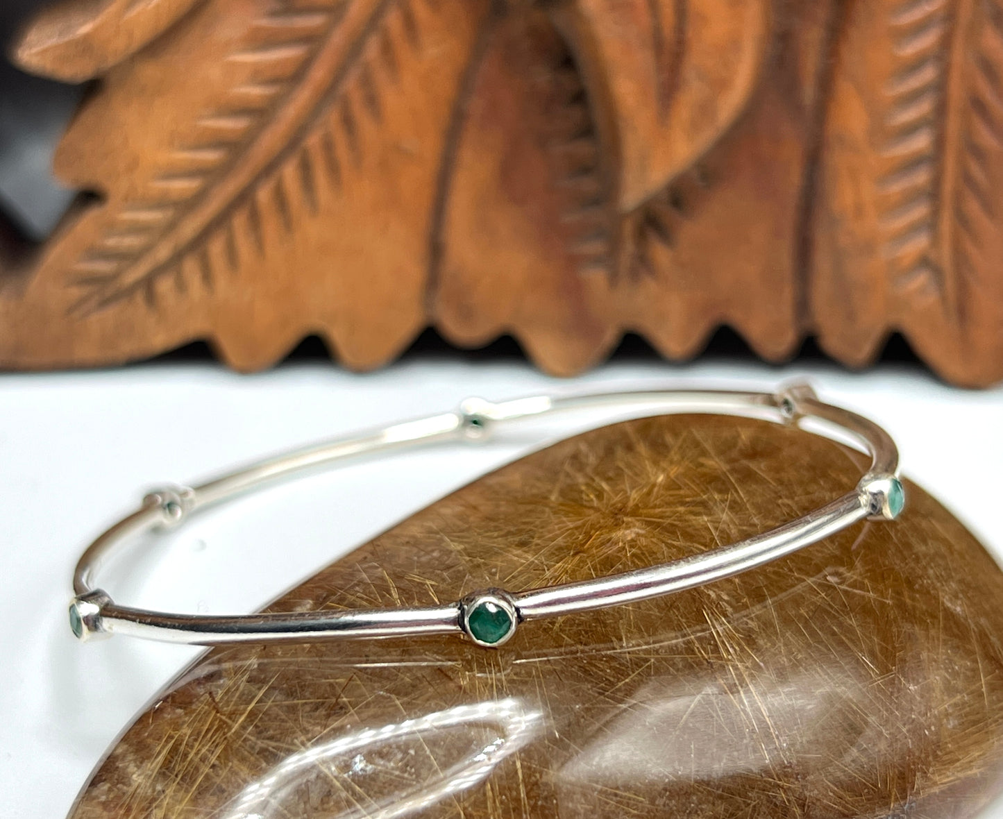 Sterling Silver Stone Bangles