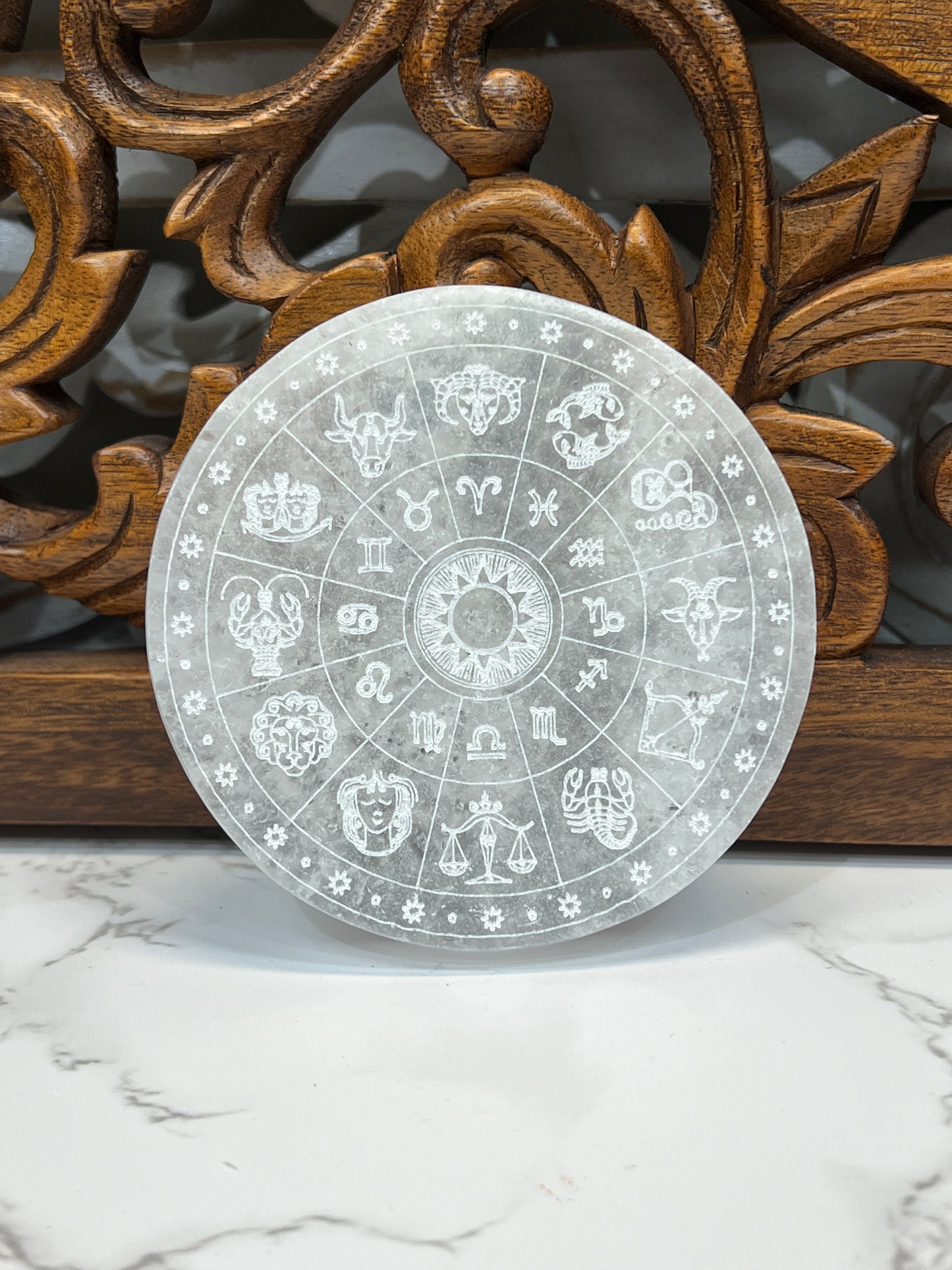 Zodiac Selenite Crystal Charging Cleaning Tiles