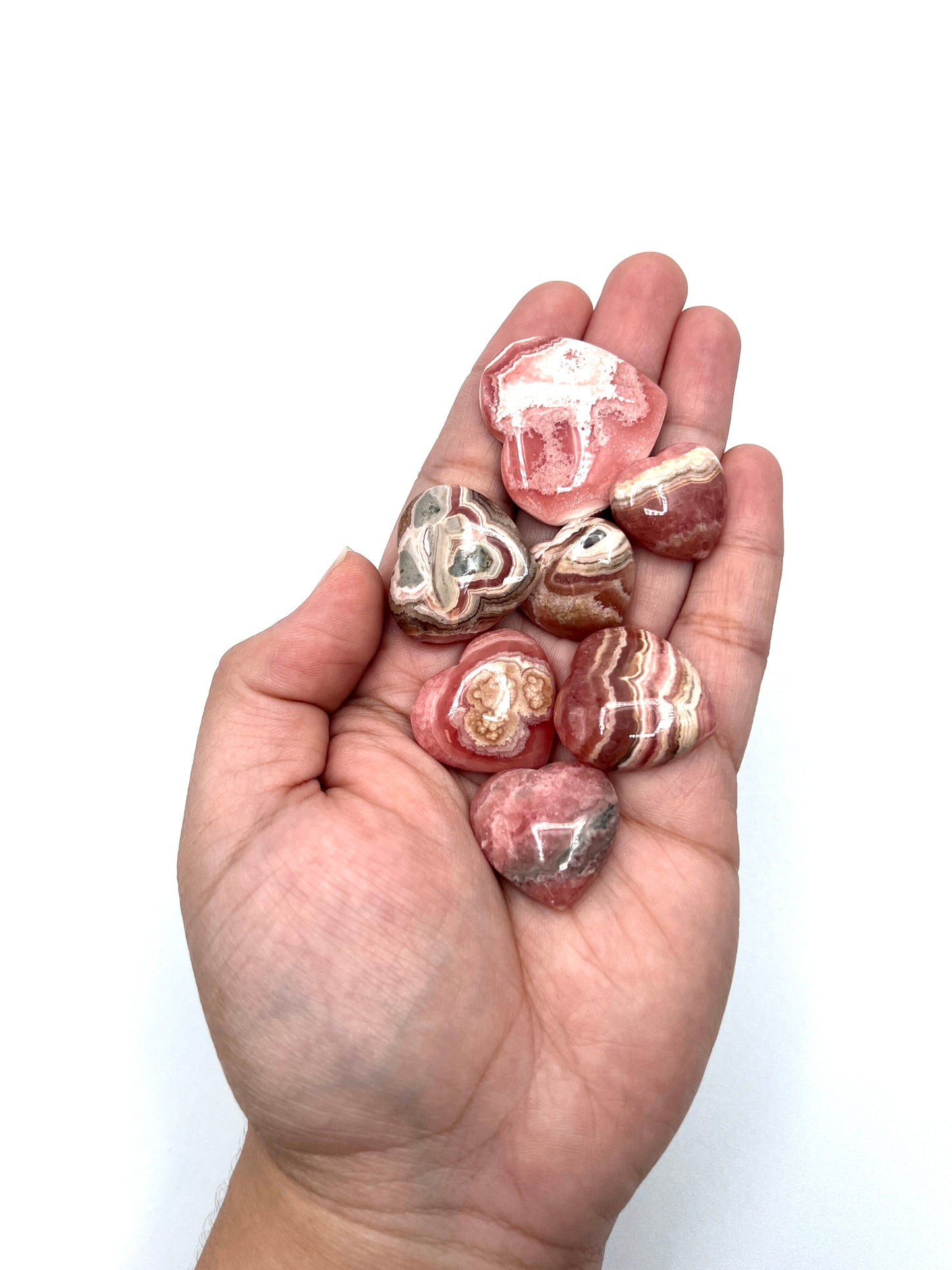 Rhodochrosite Pocket Hearts Stones