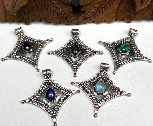 Star Cross Gemstone Pendants