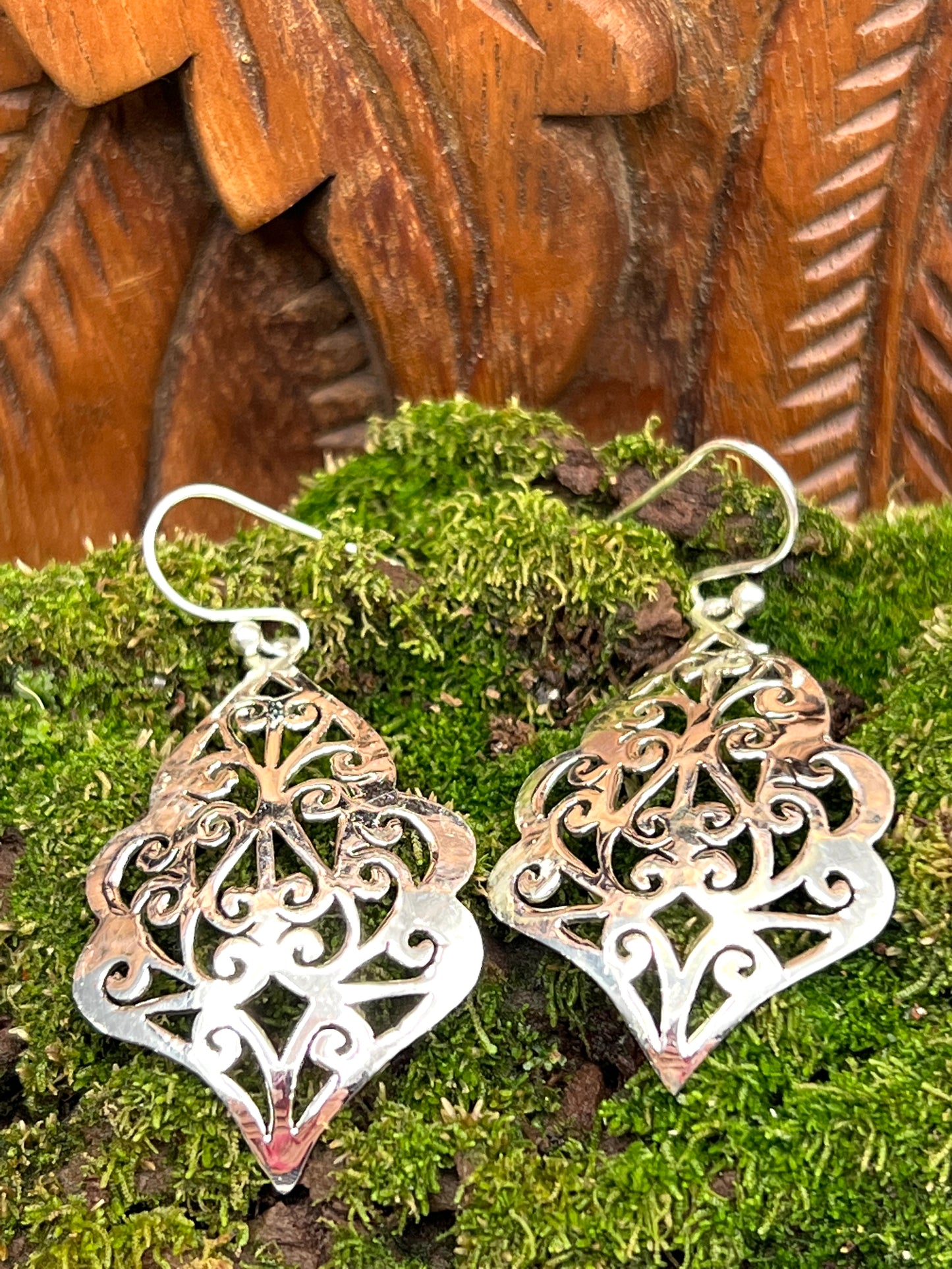 Sterling Silver Swirl Leaf Earrings