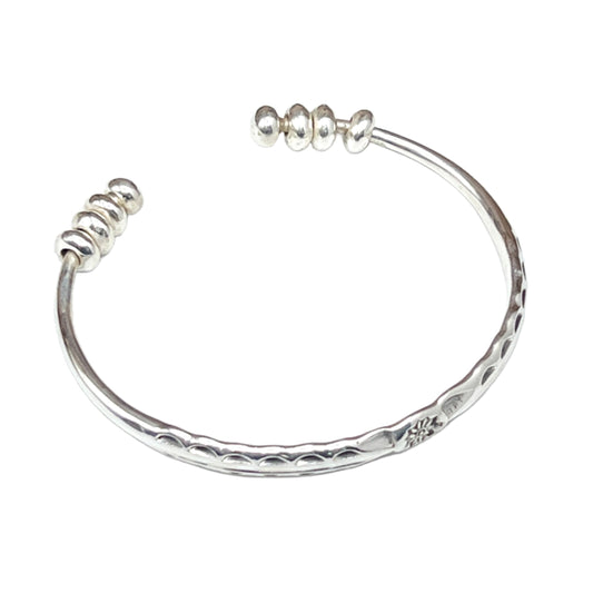 Sterling Silver Hill Tribe Flower Cuff Bracelet