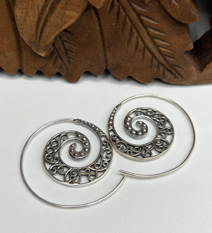 Beaded Swirl Slide Hoop Earrings