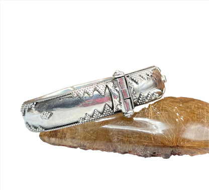 Vintage Rajasthani Sterling Silver Kada Bracelet