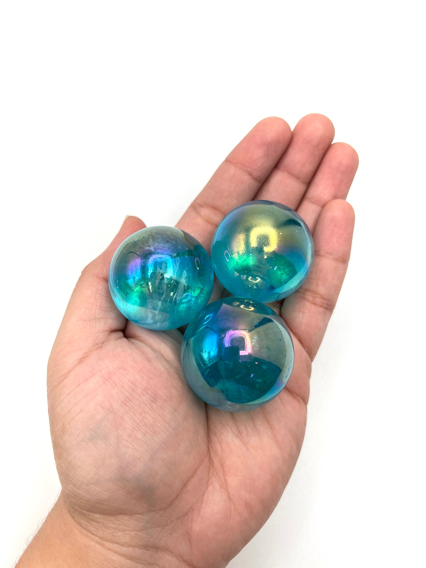 Aqua Aura Quartz Crystal Spheres