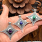 Star Cross Gemstone Pendants