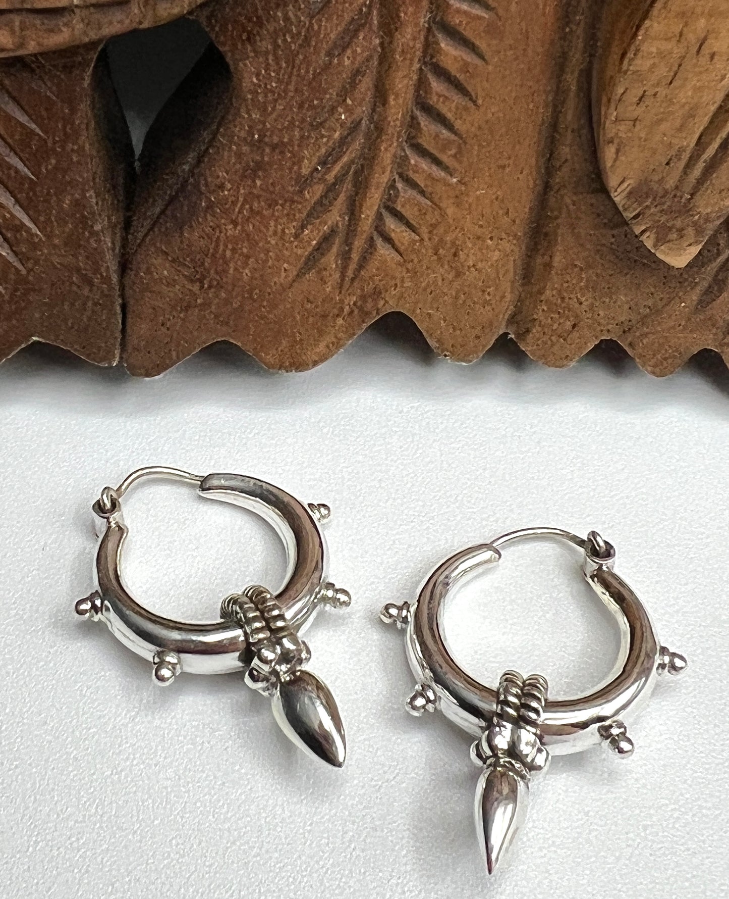 Small Beaded Spike Tribal Hoop Earrings