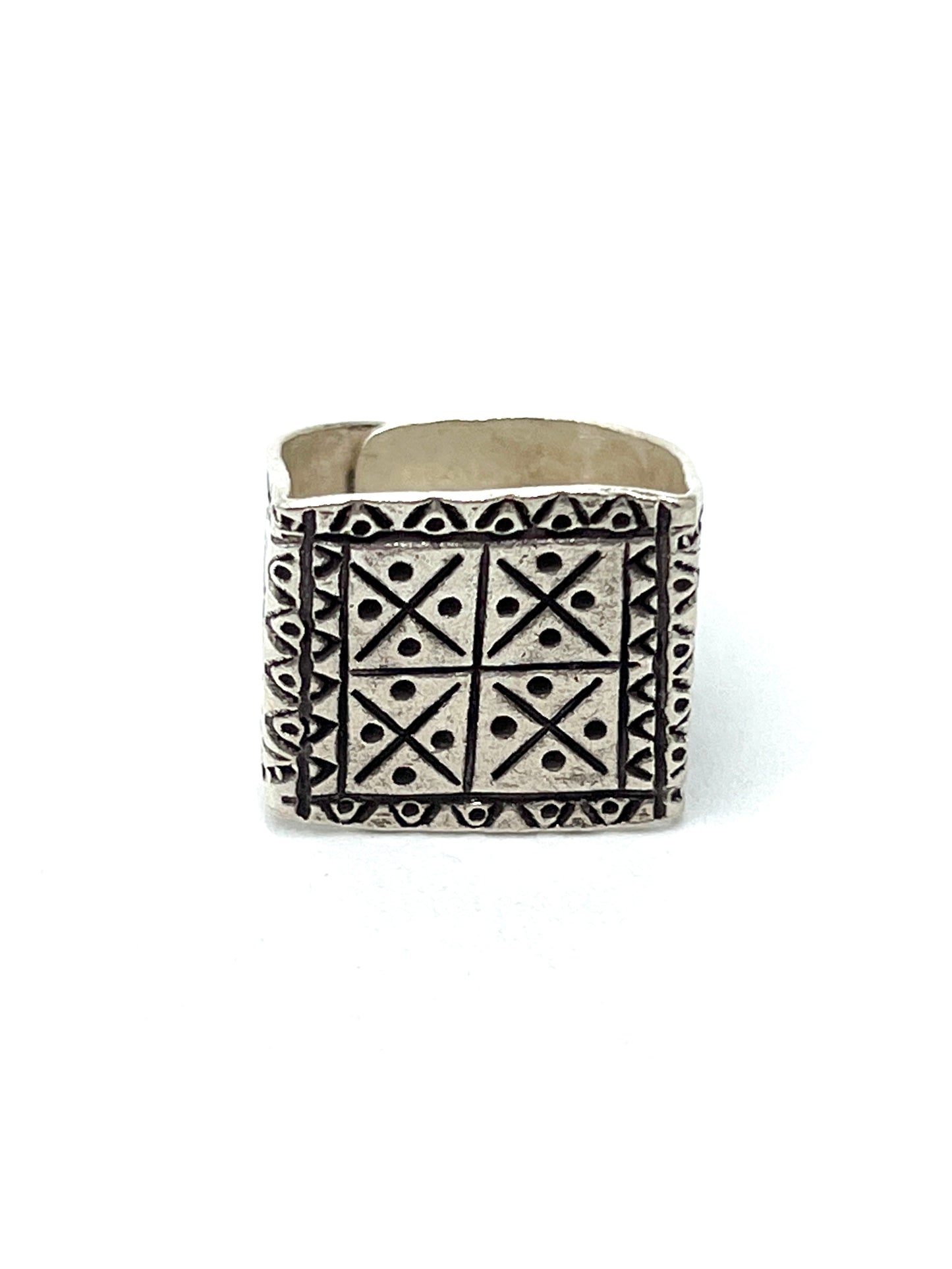 Sterling Silver Hill Tribe Square Ring