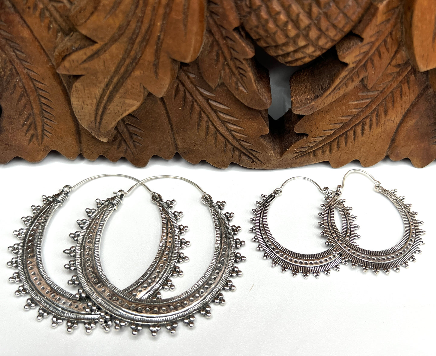 Large Beaded Hoop Earrings