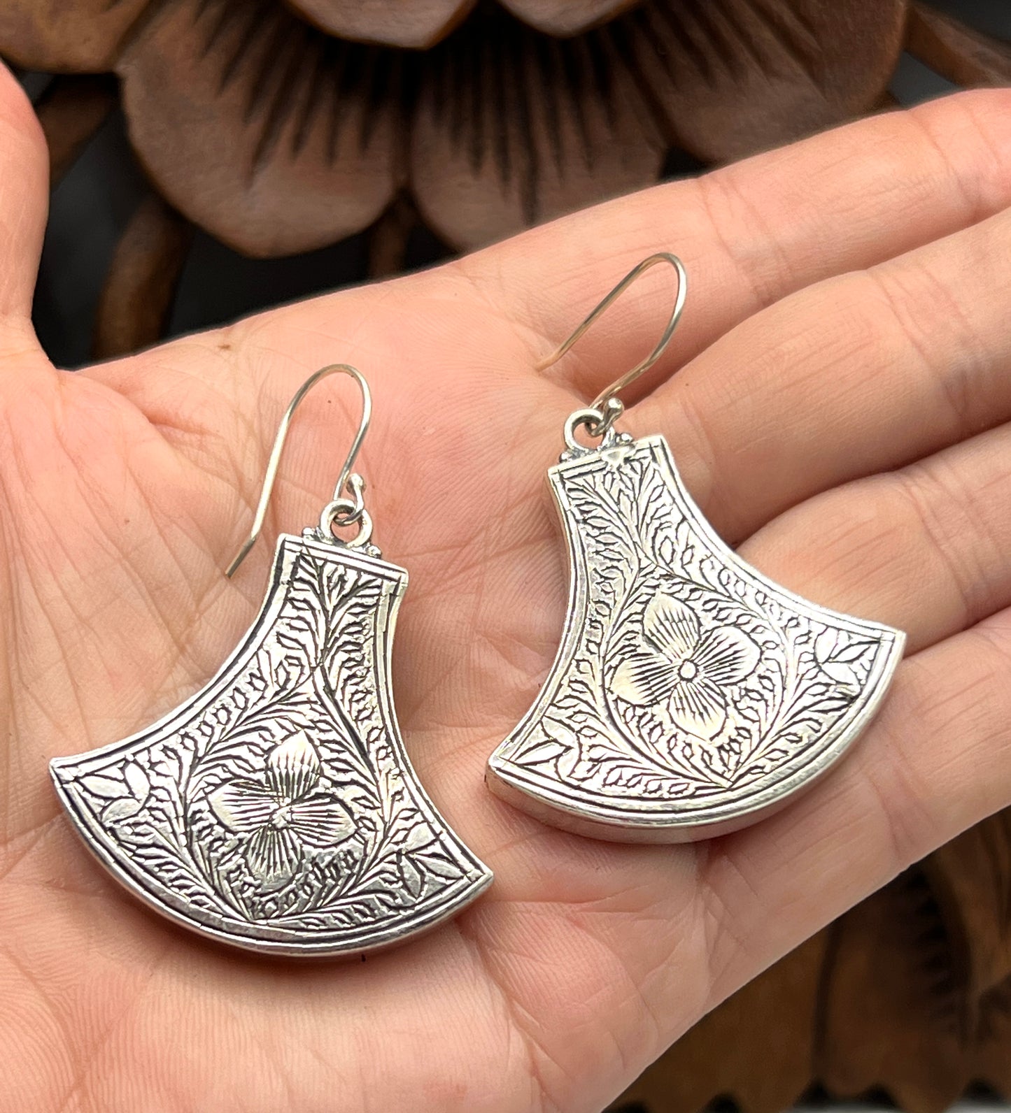 Large Flower Shield Earrings