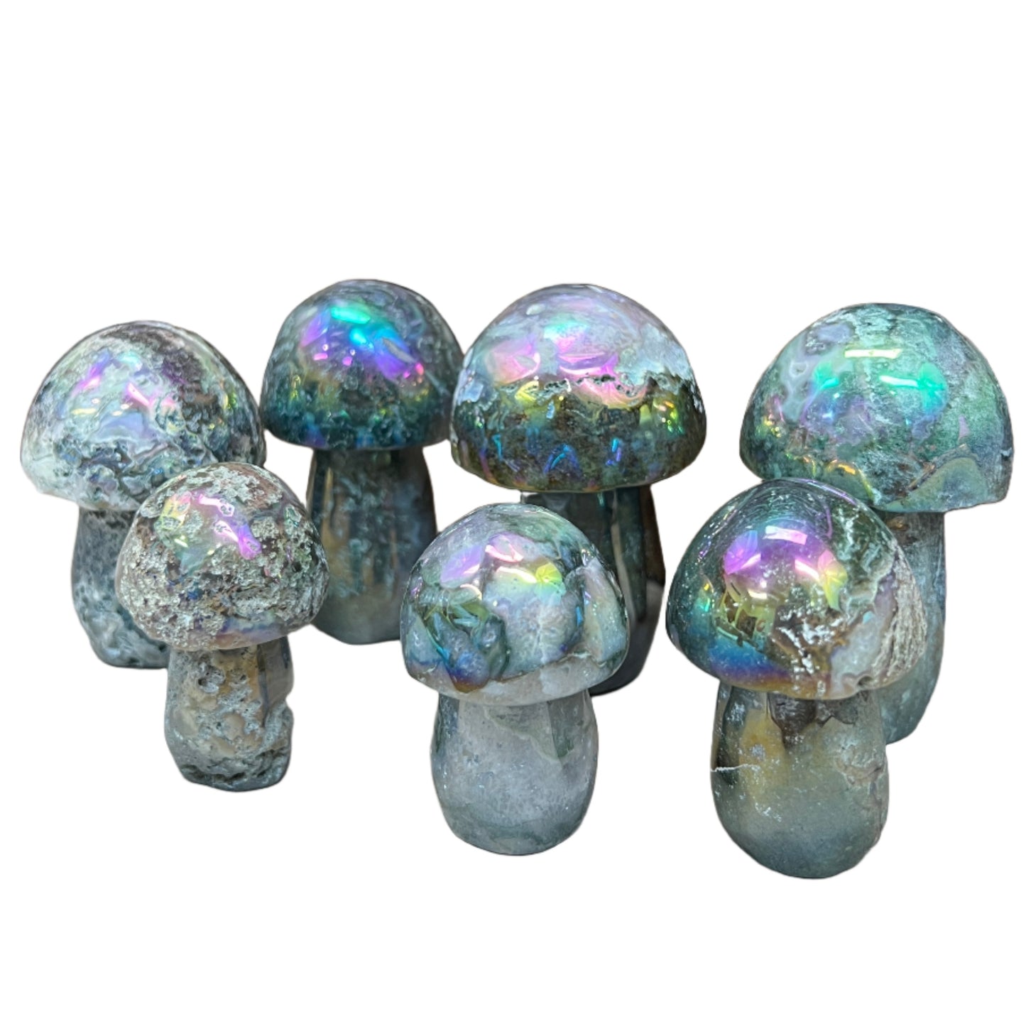 Angel Aura Moss Agate Mushrooms