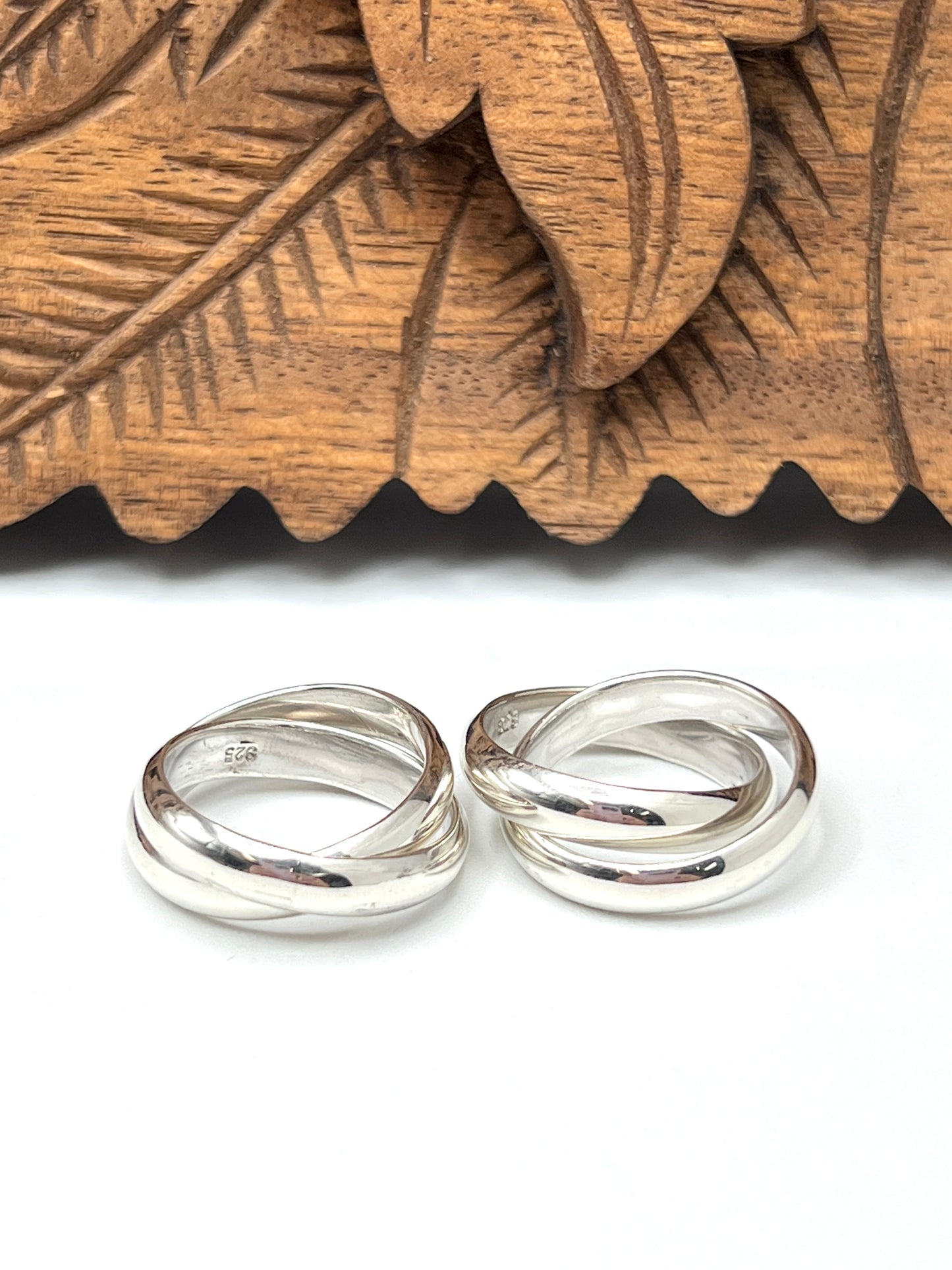 Sterling Silver Wide Two Band Roll Ring