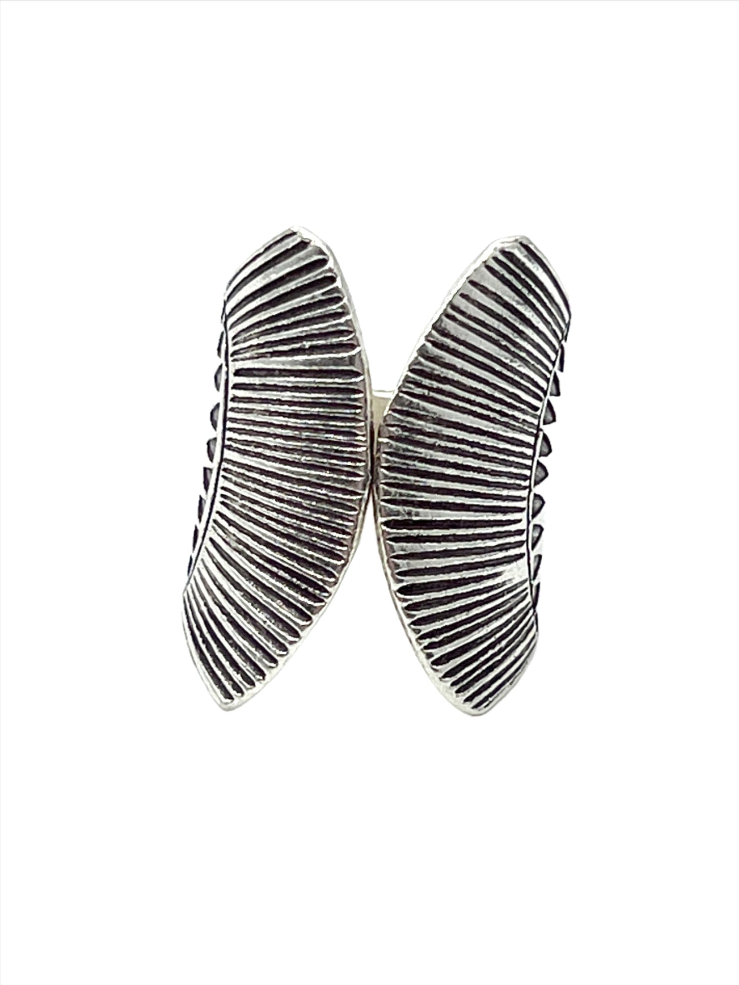 Sterling Silver Hill Tribe Double Fan Ring