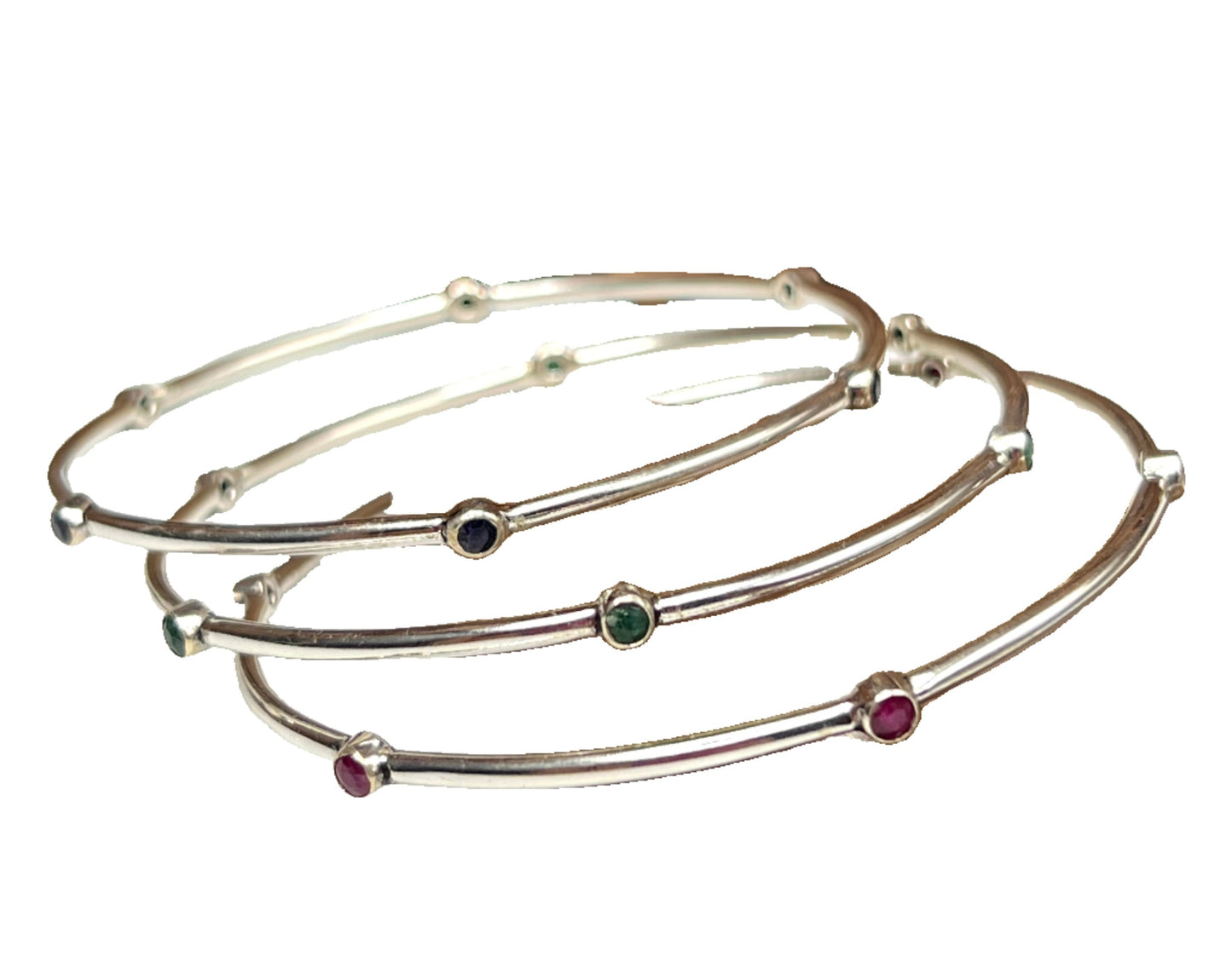 Sterling Silver Stone Bangles