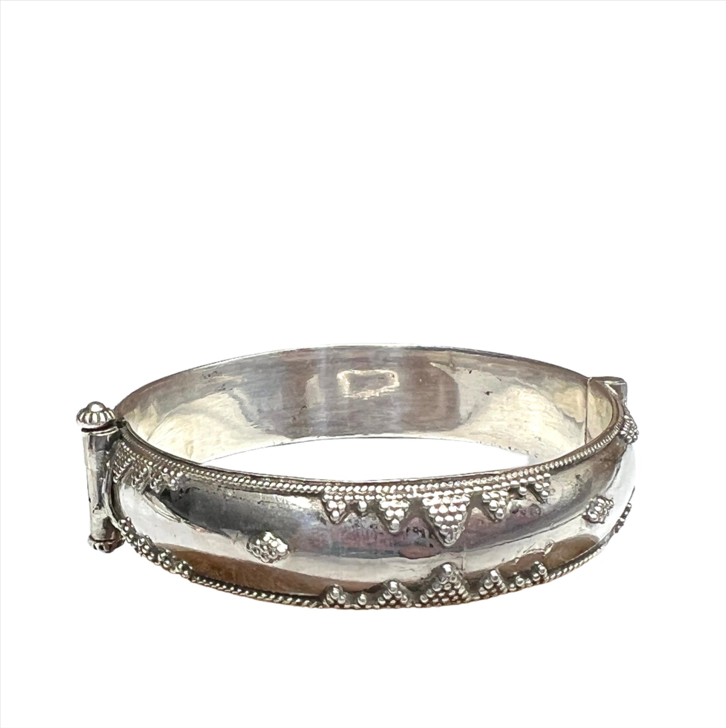 Vintage Rajasthani Sterling Silver Kada Bracelet