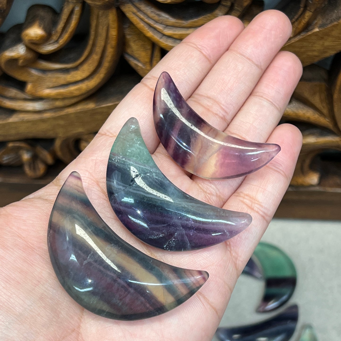 Fluorite Carved Moons
