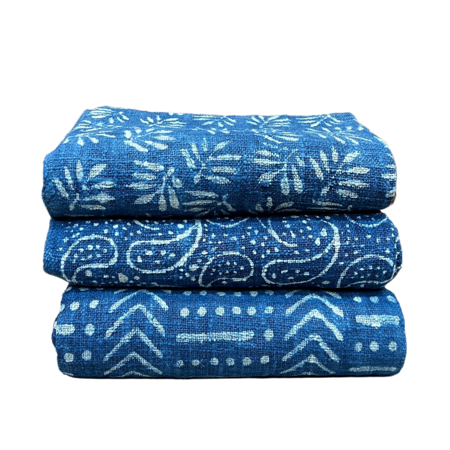 Natural Indigo Block Print Throw Blanket