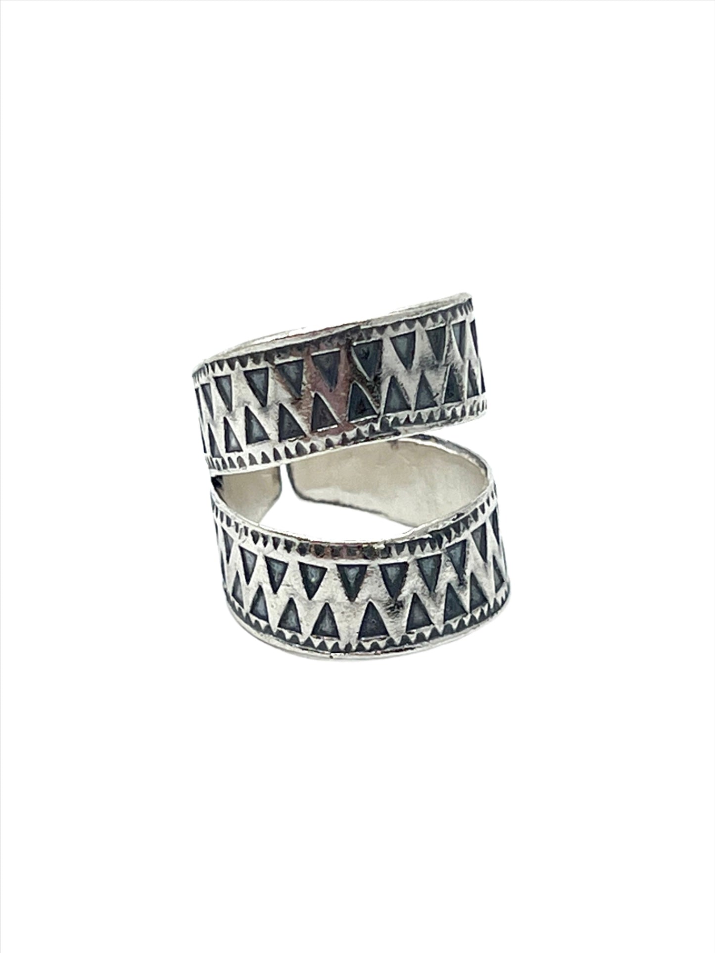 Sterling Silver Hill Tribe Triangle Open Cut Ring