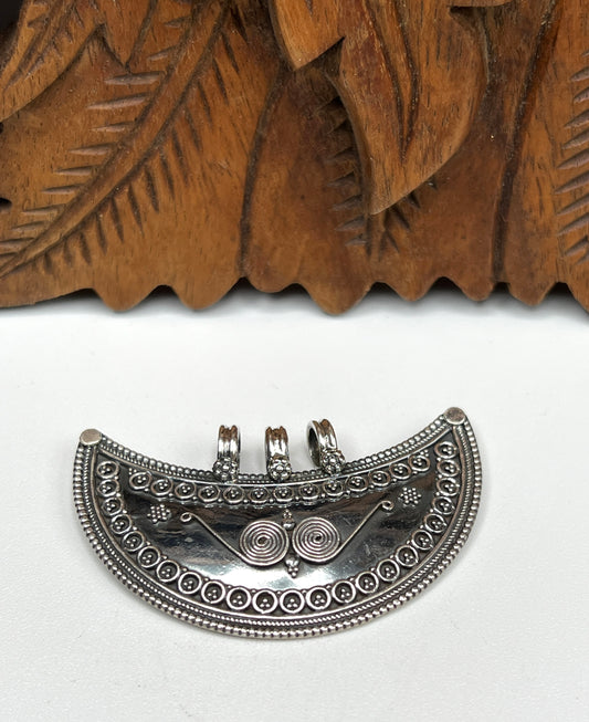 Large Oxidized Silver Half Shield Tribal Pedants