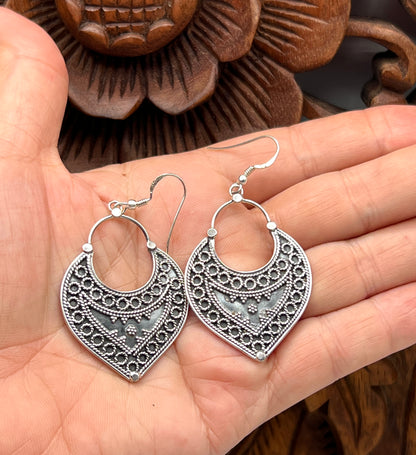 Oxidized Silver Shield Earrings