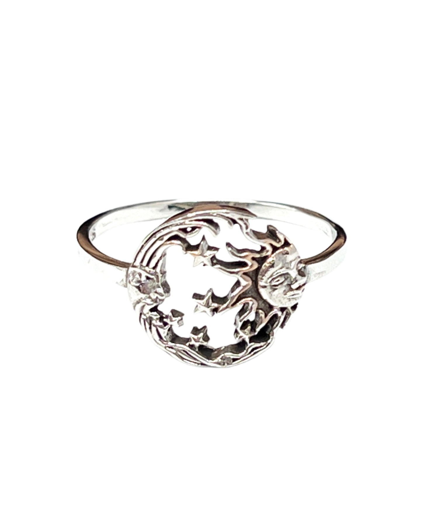 Sterling Silver Moon & Sun Ring